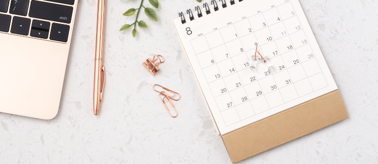 Planning your week or planning your month ahead on a calendar either on paper or on your laptop