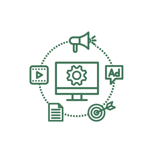 Meta ads strategy icon with marketing graphics